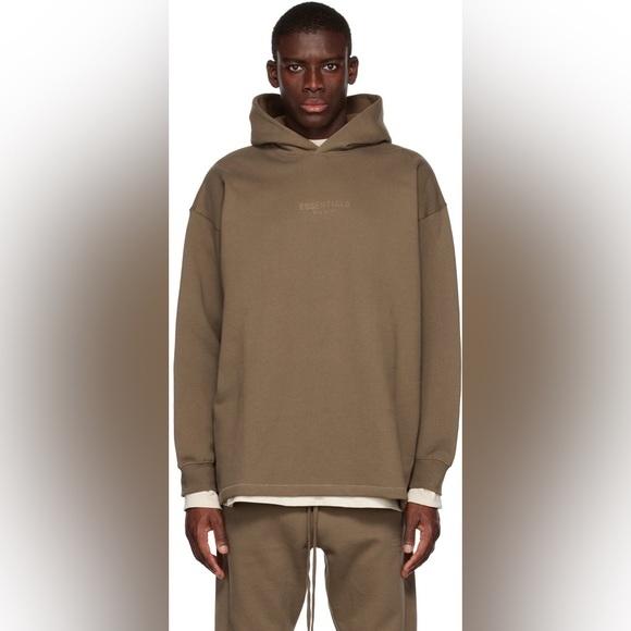 FEAR OF GOD ESSENTIALS Sweatshirt Hoodie Brown (Wood) Oversized Size Med… - Picture 1 of 7